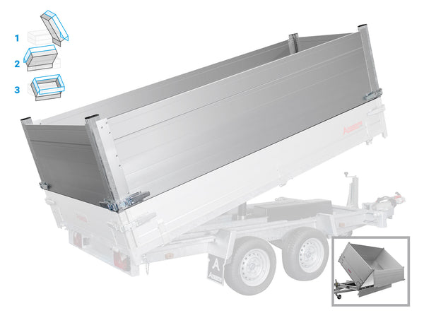 Réhausses de ridelles KSX avec fonction basculante 305x178x70